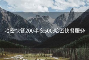 哈密快餐200半夜500:哈密快餐服务