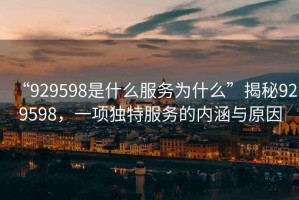 “929598是什么服务为什么”揭秘929598，一项独特服务的内涵与原因