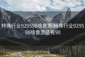 特殊行业929598啥意思:特殊行业929598啥意思还有90