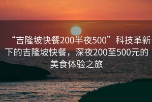 “吉隆坡快餐200半夜500”科技革新下的吉隆坡快餐，深夜200至500元的美食体验之旅