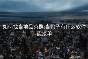 如何找当地品茶群:当鸭子有什么软件能接单