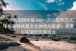 “呼和浩特快餐200一次vx联系方式”呼和浩特快餐文化体验与探索，速度与味道的完美结合