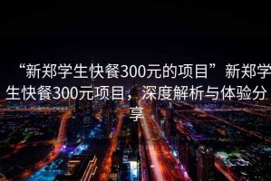 “新郑学生快餐300元的项目”新郑学生快餐300元项目，深度解析与体验分享