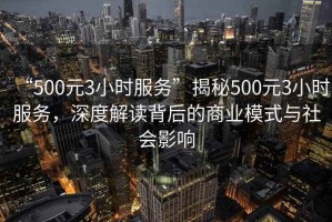 “500元3小时服务”揭秘500元3小时服务，深度解读背后的商业模式与社会影响