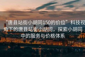 “唐县站街小胡同150的价位”科技视角下的唐县站街小胡同，探索小胡同中的服务与价格体系