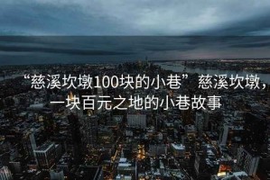 “慈溪坎墩100块的小巷”慈溪坎墩，一块百元之地的小巷故事