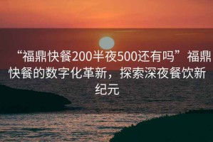 “福鼎快餐200半夜500还有吗”福鼎快餐的数字化革新，探索深夜餐饮新纪元