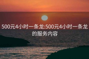 500元4小时一条龙:500元4小时一条龙的服务内容