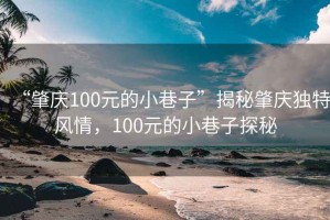 “肇庆100元的小巷子”揭秘肇庆独特风情，100元的小巷子探秘