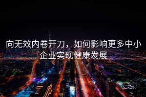 向无效内卷开刀，如何影响更多中小企业实现健康发展