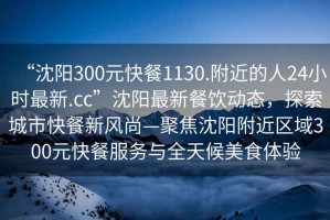 “沈阳300元快餐1130.附近的人24小时最新.cc”沈阳最新餐饮动态，探索城市快餐新风尚—聚焦沈阳附近区域300元快餐服务与全天候美食体验