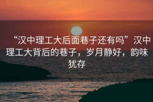 “汉中理工大后面巷子还有吗”汉中理工大背后的巷子，岁月静好，韵味犹存