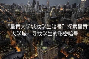 “呈贡大学城找学生暗号”探索呈贡大学城，寻找学生的秘密暗号