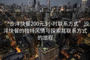 “沙洋快餐200元3小时联系方式”沙洋快餐的独特风情与探索其联系方式的旅程