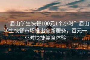 “眉山学生快餐100元1个小时”眉山学生快餐市场推出全新服务，百元一小时快捷美食体验