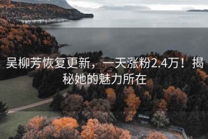 吴柳芳恢复更新，一天涨粉2.4万！揭秘她的魅力所在