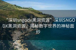 “深圳sngodx黑洞资源”深圳SNGODX黑洞资源，揭秘数字世界的神秘面纱