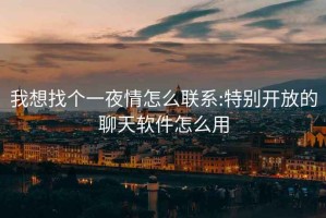 我想找个一夜情怎么联系:特别开放的聊天软件怎么用