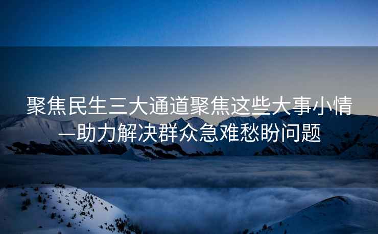 聚焦民生三大通道聚焦这些大事小情—助力解决群众急难愁盼问题