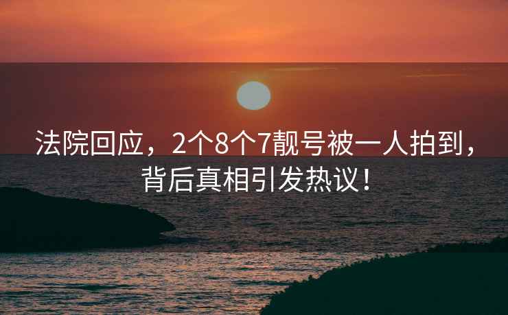 法院回应，2个8个7靓号被一人拍到，背后真相引发热议！