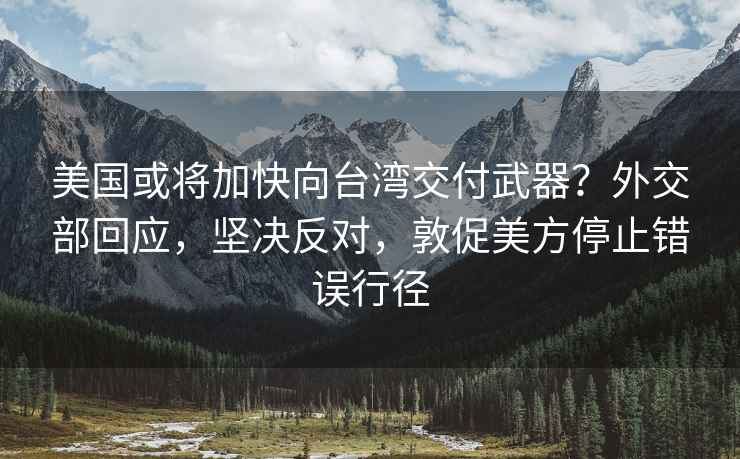 美国或将加快向台湾交付武器？外交部回应，坚决反对，敦促美方停止错误行径