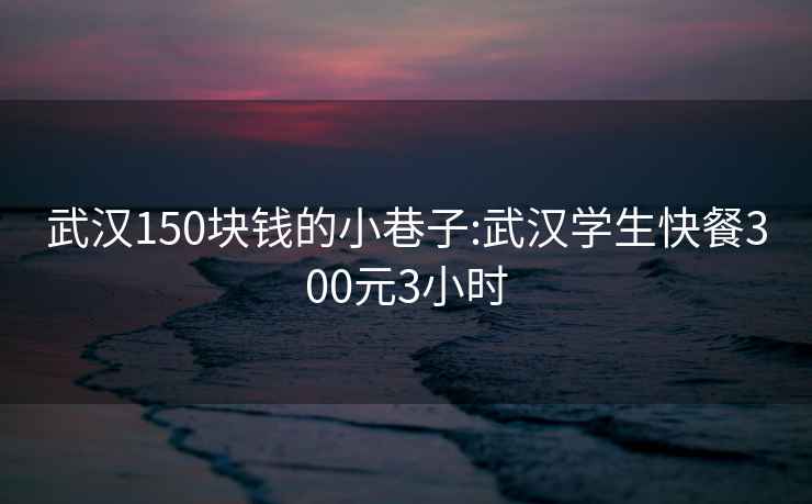 武汉150块钱的小巷子:武汉学生快餐300元3小时