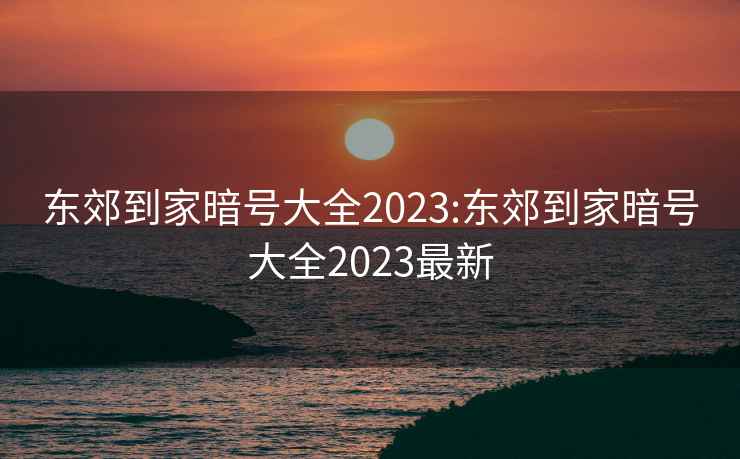 东郊到家暗号大全2023:东郊到家暗号大全2023最新