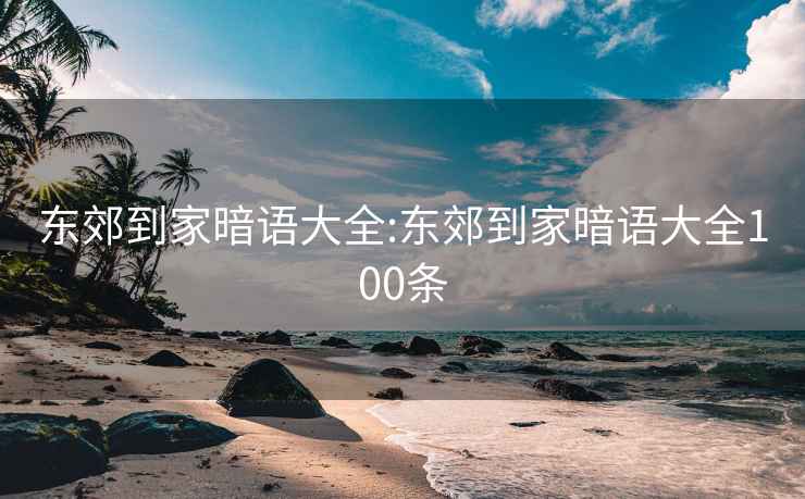 东郊到家暗语大全:东郊到家暗语大全100条