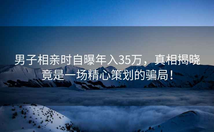 男子相亲时自曝年入35万，真相揭晓竟是一场精心策划的骗局！