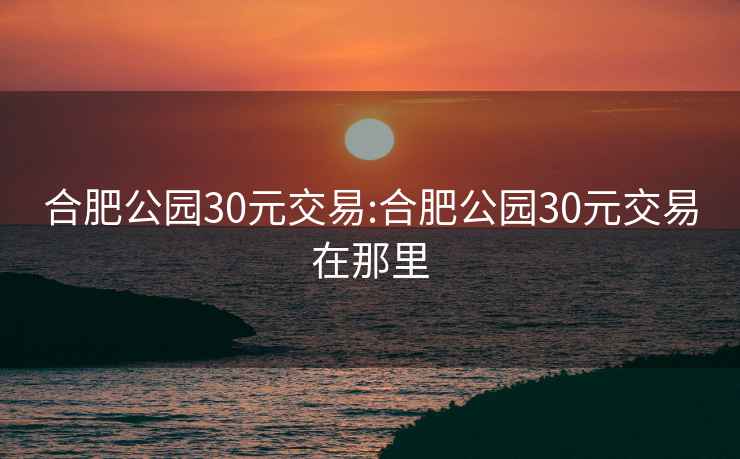 合肥公园30元交易:合肥公园30元交易在那里