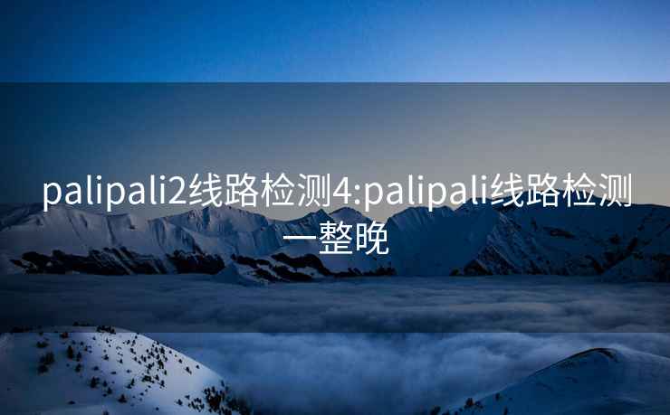 palipali2线路检测4:palipali线路检测一整晚