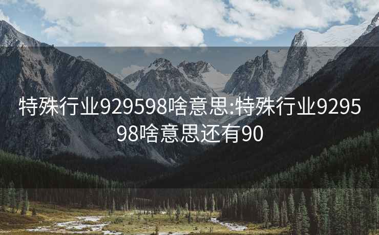 特殊行业929598啥意思:特殊行业929598啥意思还有90