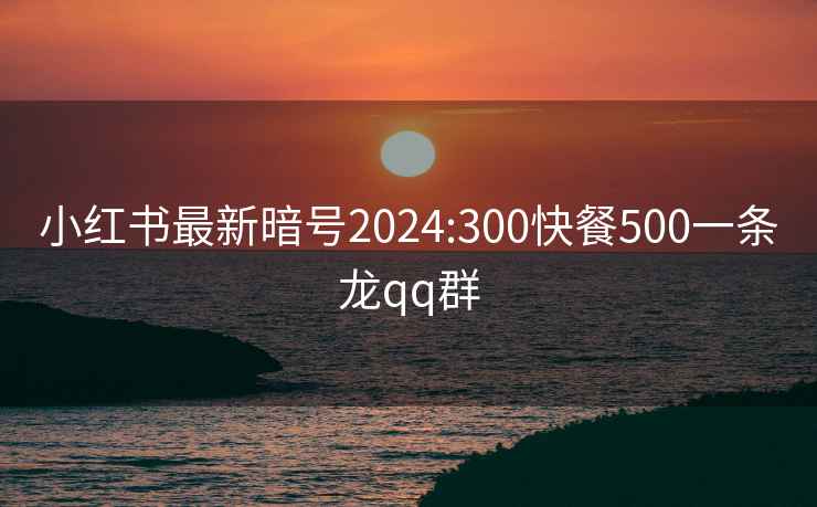 小红书最新暗号2024:300快餐500一条龙qq群