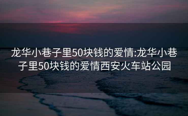 龙华小巷子里50块钱的爱情:龙华小巷子里50块钱的爱情西安火车站公园