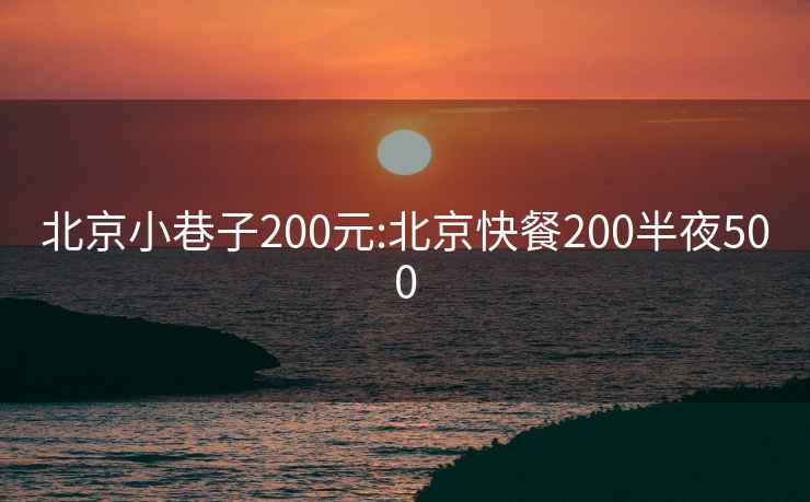 北京小巷子200元:北京快餐200半夜500