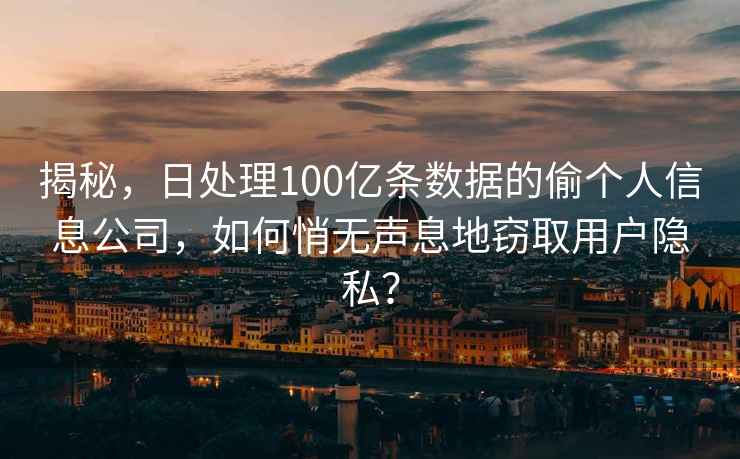 揭秘，日处理100亿条数据的偷个人信息公司，如何悄无声息地窃取用户隐私？