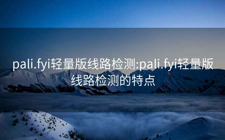 pali.fyi轻量版线路检测:pali.fyi轻量版线路检测的特点