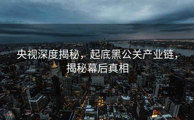 央视深度揭秘，起底黑公关产业链，揭秘幕后真相