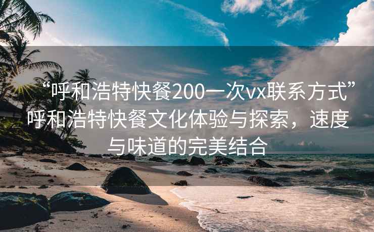 “呼和浩特快餐200一次vx联系方式”呼和浩特快餐文化体验与探索，速度与味道的完美结合