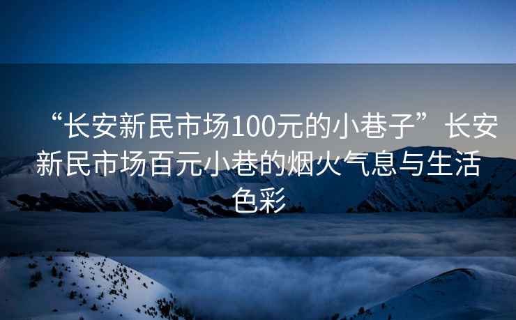 “长安新民市场100元的小巷子”长安新民市场百元小巷的烟火气息与生活色彩