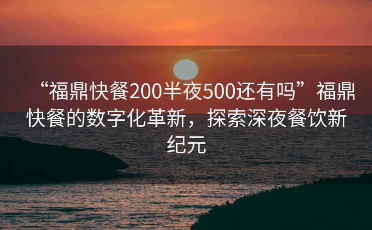 “福鼎快餐200半夜500还有吗”福鼎快餐的数字化革新，探索深夜餐饮新纪元