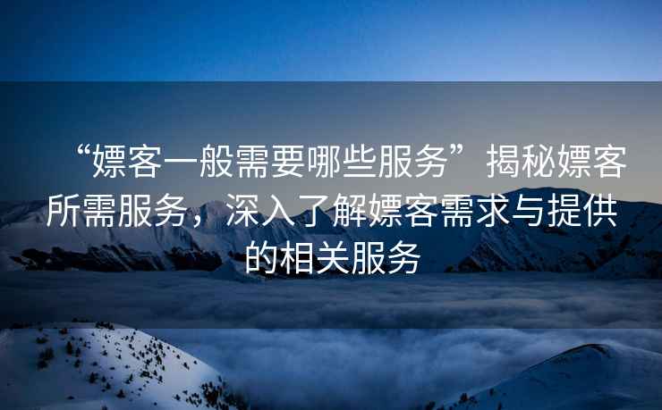 “嫖客一般需要哪些服务”揭秘嫖客所需服务，深入了解嫖客需求与提供的相关服务