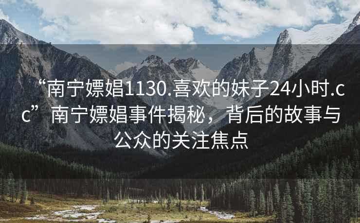 “南宁嫖娼1130.喜欢的妹子24小时.cc”南宁嫖娼事件揭秘，背后的故事与公众的关注焦点