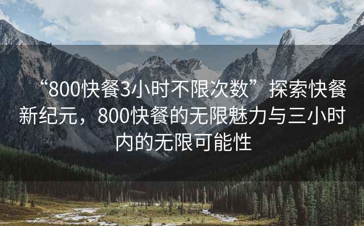 “800快餐3小时不限次数”探索快餐新纪元，800快餐的无限魅力与三小时内的无限可能性