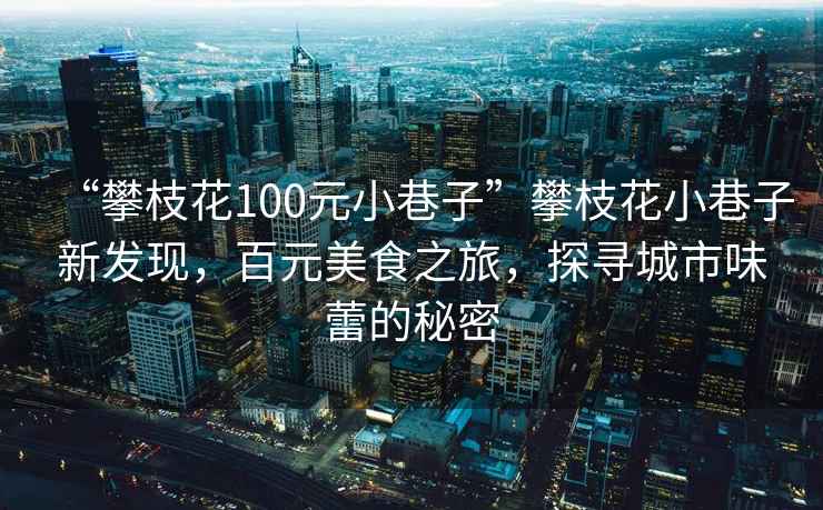 “攀枝花100元小巷子”攀枝花小巷子新发现，百元美食之旅，探寻城市味蕾的秘密