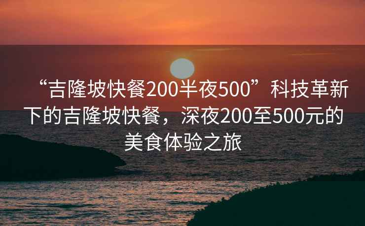 “吉隆坡快餐200半夜500”科技革新下的吉隆坡快餐，深夜200至500元的美食体验之旅