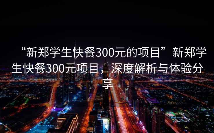 “新郑学生快餐300元的项目”新郑学生快餐300元项目，深度解析与体验分享