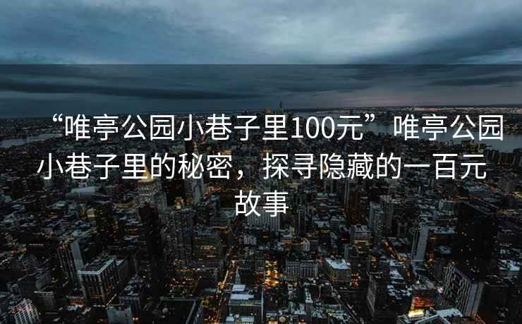 “唯亭公园小巷子里100元”唯亭公园小巷子里的秘密，探寻隐藏的一百元故事