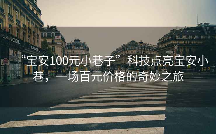 “宝安100元小巷子”科技点亮宝安小巷，一场百元价格的奇妙之旅