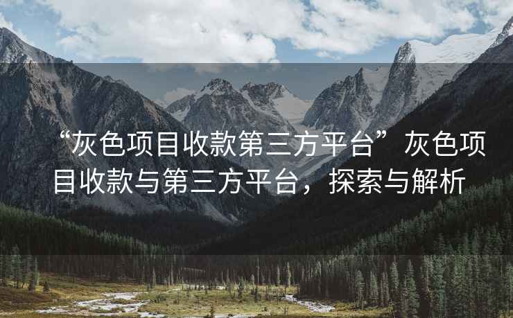 “灰色项目收款第三方平台”灰色项目收款与第三方平台，探索与解析